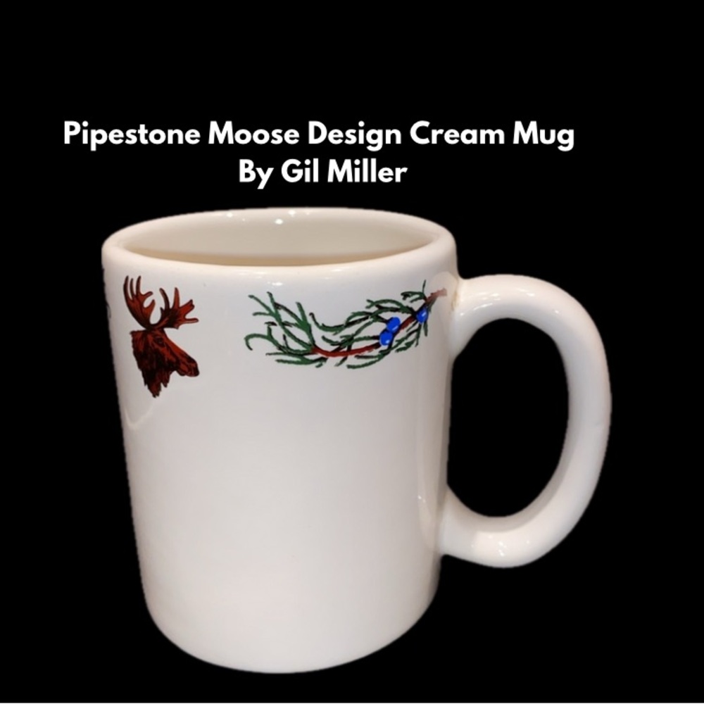 Pipestone Moose Design Cream Mug By Gil Miller